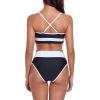 Ocean Blues Women’s High Waisted Bikini Set Color Block Two Piece Bathing Suits(Black)