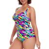 Ocean Blues Women’s Plus Size One Piece Bathing Suit Tummy Control One Piece Swimsuit