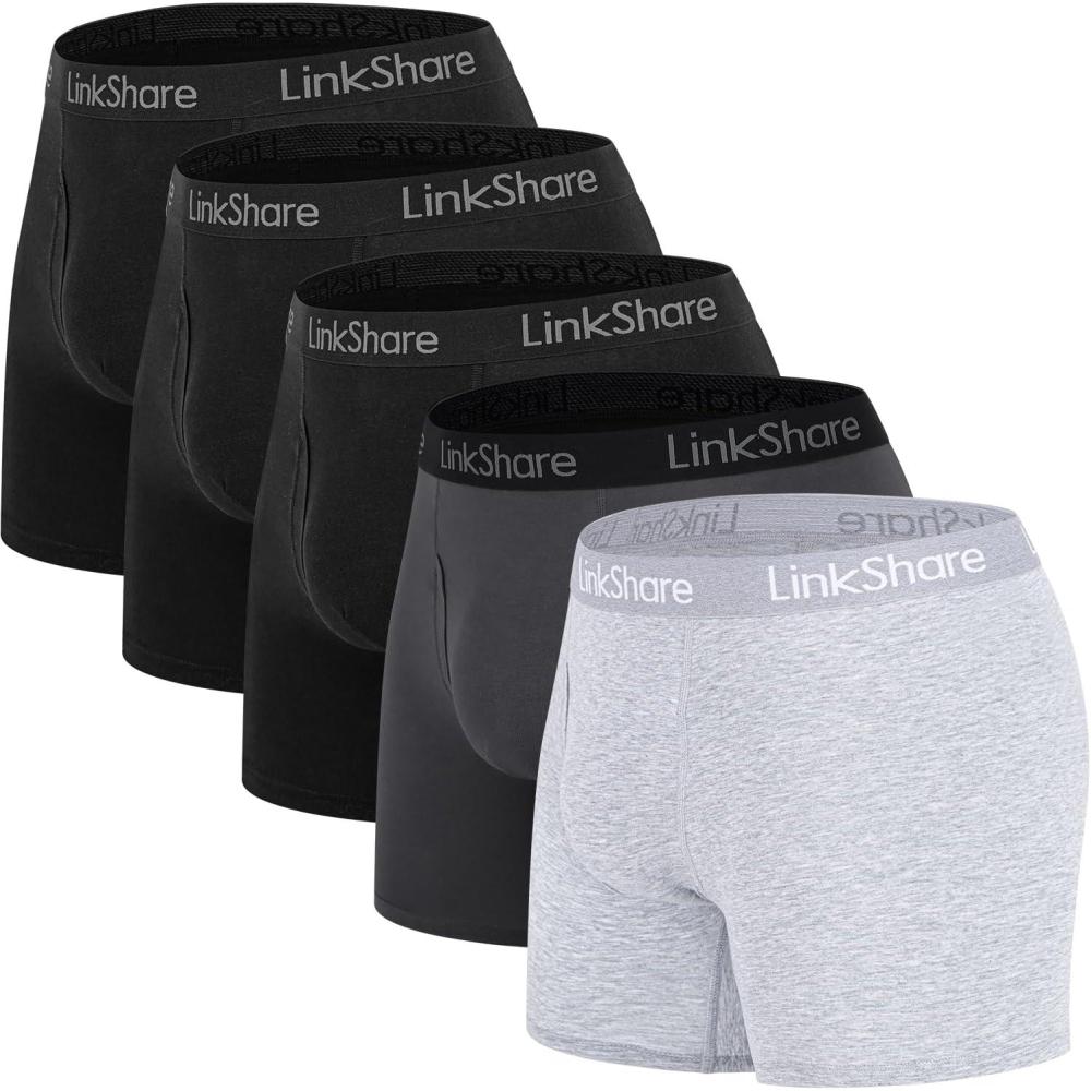 image:imageOcean Blues Soft Breathable Mens Boxer Briefs 5 Pack Mens Underwear Comfortable Choice for Daily WearBlackLight GreyDark Grey