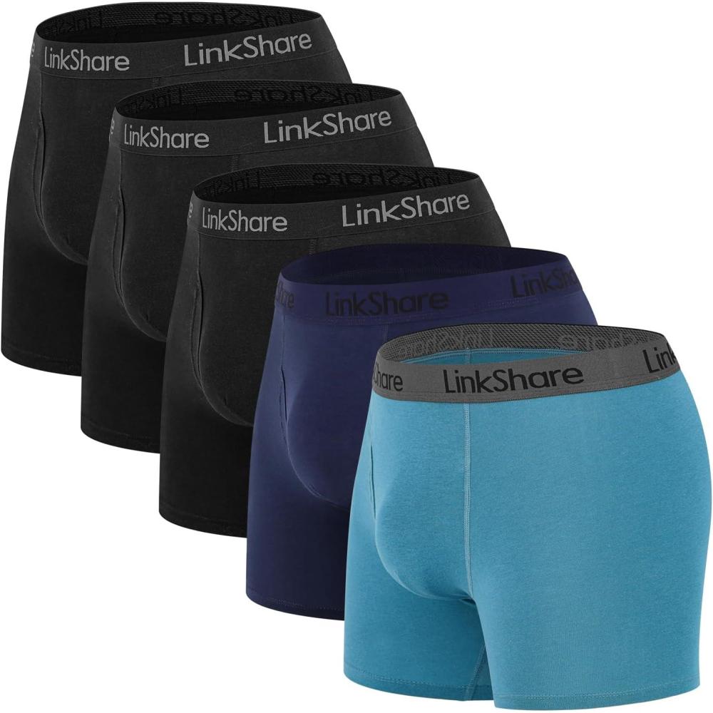 image:imageOcean Blues Soft Breathable Mens Boxer Briefs 5 Pack Mens Underwear Comfortable Choice for Daily WearBlackNavy BlueBlue