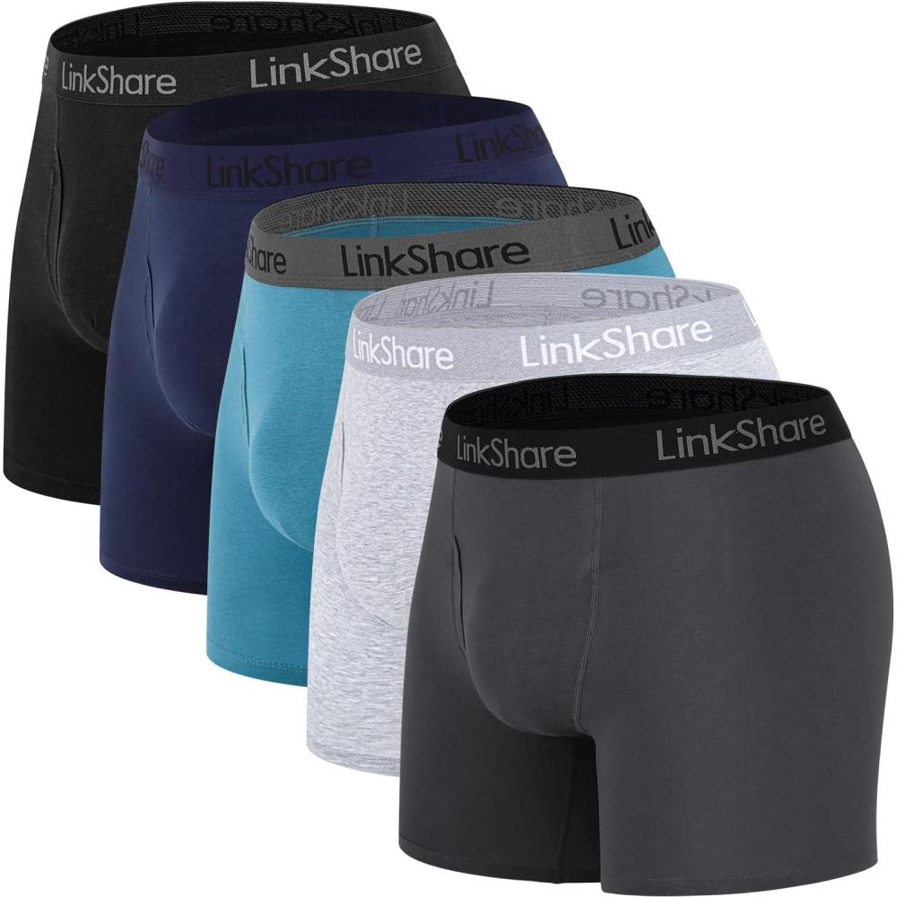 image:imageOcean Blues Soft Breathable Mens Boxer Briefs 5 Pack Mens Underwear Comfortable Choice for Daily WearBlackNavy BlueBlueLight GreyDark Grey