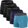 Ocean Blues Soft Breathable Men’s Boxer Briefs 5 Pack Men’s Underwear Comfortable Choice for Daily Wear(Black/Navy Blue/Blue)