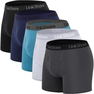 Ocean Blues Soft Breathable Men’s Boxer Briefs 5 Pack Men’s Underwear Comfortable Choice for Daily Wear(Black/Navy Blue/Blue/Light Grey/Dark Grey)