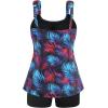 Ocean Blues Women’s Tankini Swimsuits Two Piece Bathing Suits Loose Fit Tank Top with Boyshorts(Jungle+black)