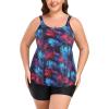 Ocean Blues Women’s Tankini Swimsuits Two Piece Bathing Suits Loose Fit Tank Top with Boyshorts(Jungle+black)