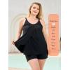 Ocean Blues Women’s High Neckline Tankini Sets Tummy Control Two Piece Bathing Suits Loose Fit Swim Tank Top with Boyshorts(Black)