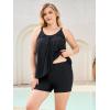 Ocean Blues Women’s High Neckline Tankini Sets Tummy Control Two Piece Bathing Suits Loose Fit Swim Tank Top with Boyshorts(Black)