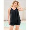 Ocean Blues Women’s High Neckline Tankini Sets Tummy Control Two Piece Bathing Suits Loose Fit Swim Tank Top with Boyshorts(Black)