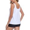 Ocean Blues Women’s High Neckline Tankini Sets Tummy Control Two Piece Bathing Suits Loose Fit Swim Tank Top with Boyshorts(White and Black)