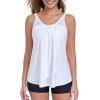 Ocean Blues Women’s High Neckline Tankini Sets Tummy Control Two Piece Bathing Suits Loose Fit Swim Tank Top with Boyshorts(White and Black)