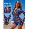 Ocean Blues Women’s Long Sleeve One Piece Bathing Suit Athletic Boyleg One Piece Swimsuit UPF 50+ Sun Protection Rash Guard(Jungle)