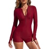 Ocean Blues Women’s Long Sleeve One Piece Bathing Suit Athletic Boyleg One Piece Swimsuit UPF 50+ Sun Protection Rash Guard(Wine Red)