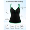 Ocean Blues Women’s Retro Tankini Swimsuit Shirring Tummy Control Tankini Top Only(Green)