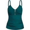 Ocean Blues Women’s Retro Tankini Swimsuit Shirring Tummy Control Tankini Top Only(Dark Green)