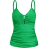 Ocean Blues Women’s Retro Tankini Swimsuit Shirring Tummy Control Tankini Top Only(Green)