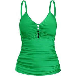 Ocean Blues Women’s Retro Tankini Swimsuit Shirring Tummy Control Tankini Top Only(Green)